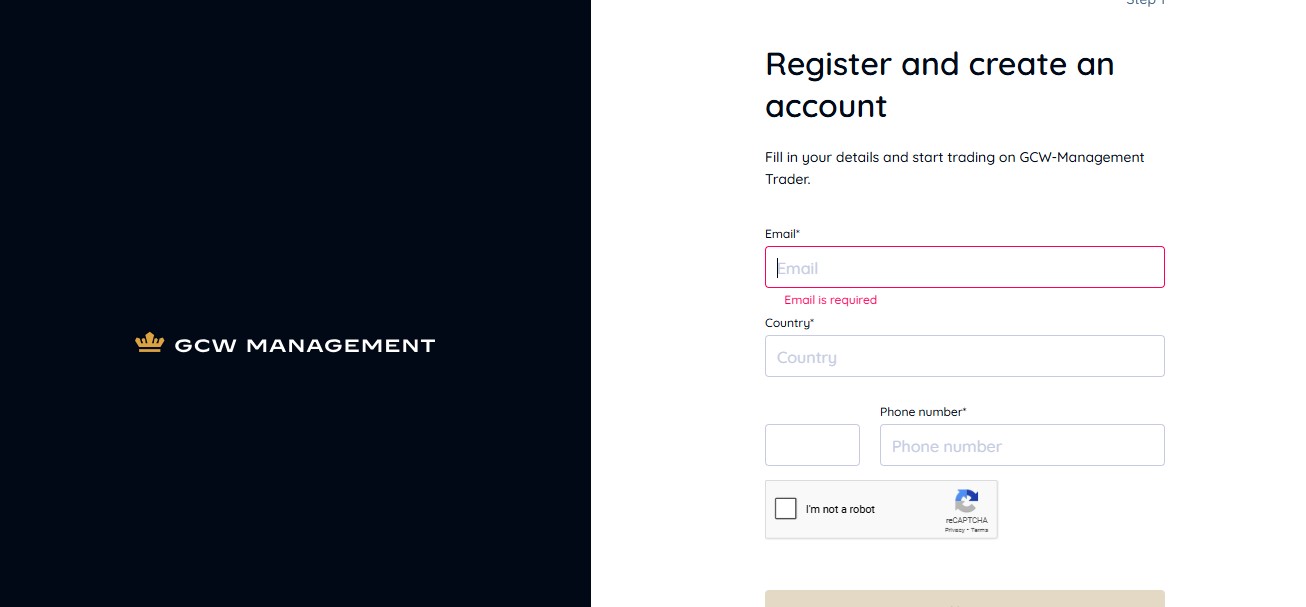 GCW-Management Registration Page