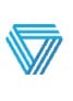 Blue geometric logo: a stylized triangular shape made of three chevrons stacked together.