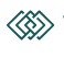 Abstract teal logo with two interlocking diamond shapes, forming a symmetrical emblem on white background.