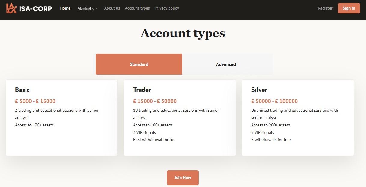 ISA Corp Accounts