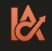 Orange stylized logo with lowercase 'la' and a curved circular arrow around the letters.